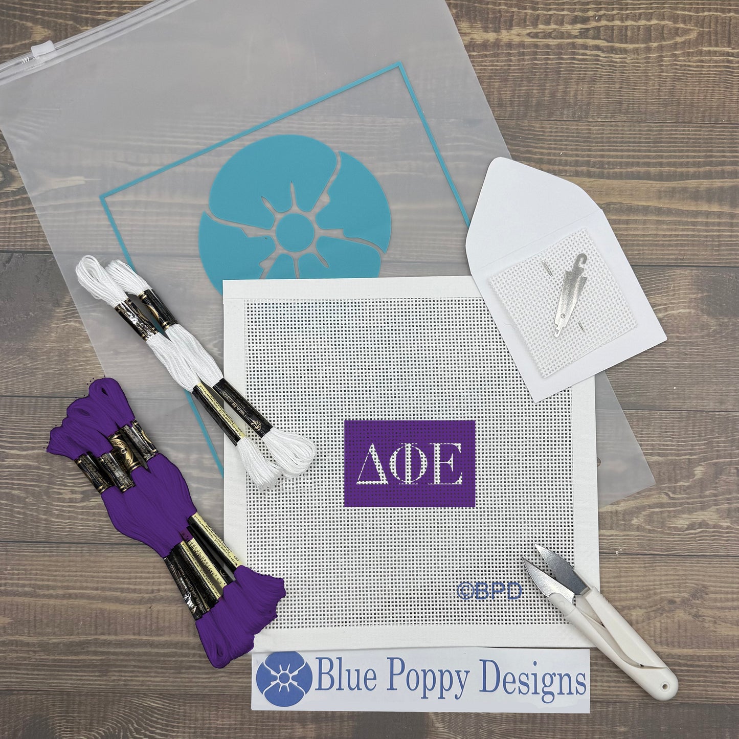 Delta Phi Epsilon 3x2 Needlepoint Kit Craft Sewing Kit Blue Poppy Designs