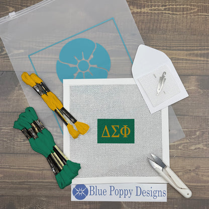 Delta Sigma Phi 3x2 Needlepoint Kit Craft Sewing Kit Blue Poppy Designs