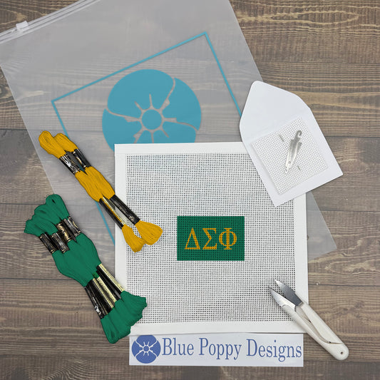 Delta Sigma Phi 3x2 Needlepoint Kit Craft Sewing Kit Blue Poppy Designs