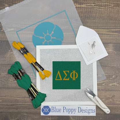 Delta Sigma Phi 4x4 Needlepoint Kit Craft Sewing Kit Blue Poppy Designs