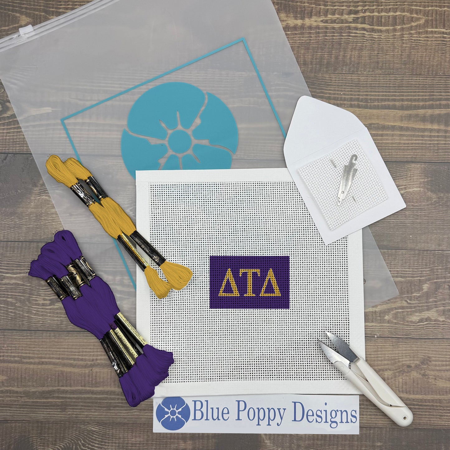 Delta Tau Delta 3x2 Needlepoint Kit Craft Sewing Kit Blue Poppy Designs