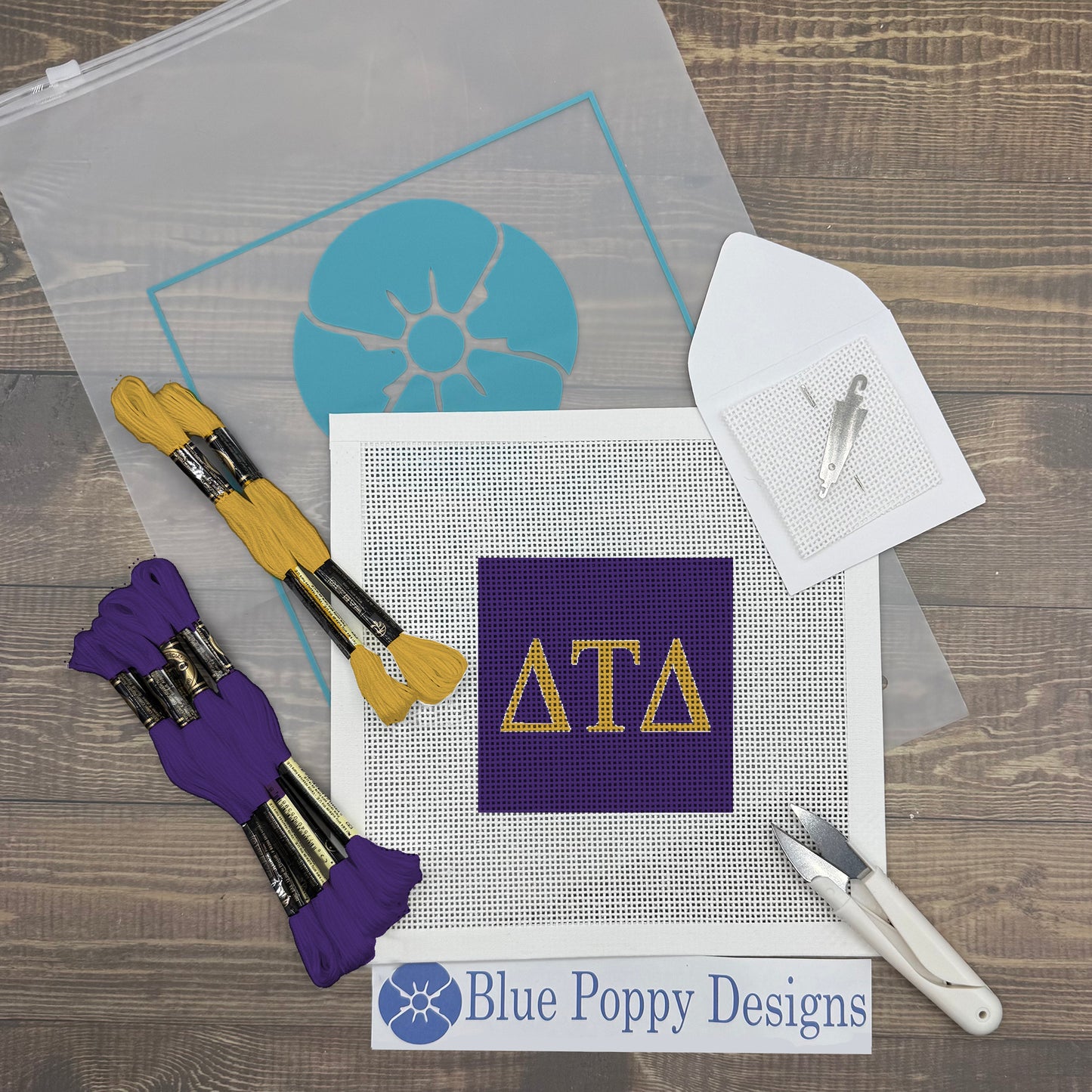 Delta Tau Delta 4x4 Needlepoint Kit Craft Sewing Kit Blue Poppy Designs