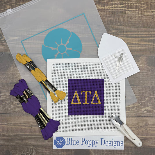Delta Tau Delta 4x4 Needlepoint Kit Craft Sewing Kit Blue Poppy Designs