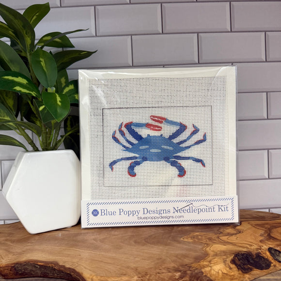 Blue Crab Needlepoint Kit Blue Poppy Designs
