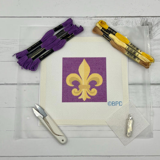 Fleur de Leis Needlepoint Kit (purple and gold)