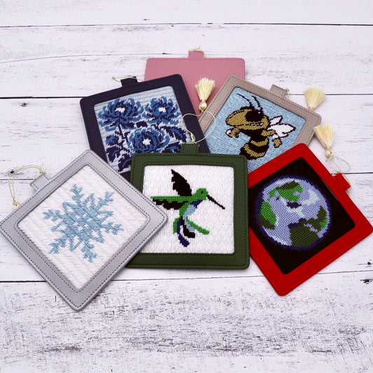 Vegan Leather 4x4 Ornaments, Six Colors