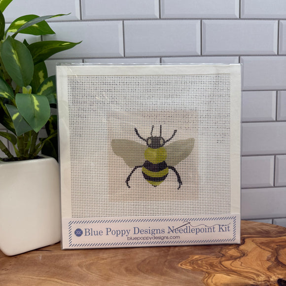 Bee Needlepoint Kit Blue Poppy Designs
