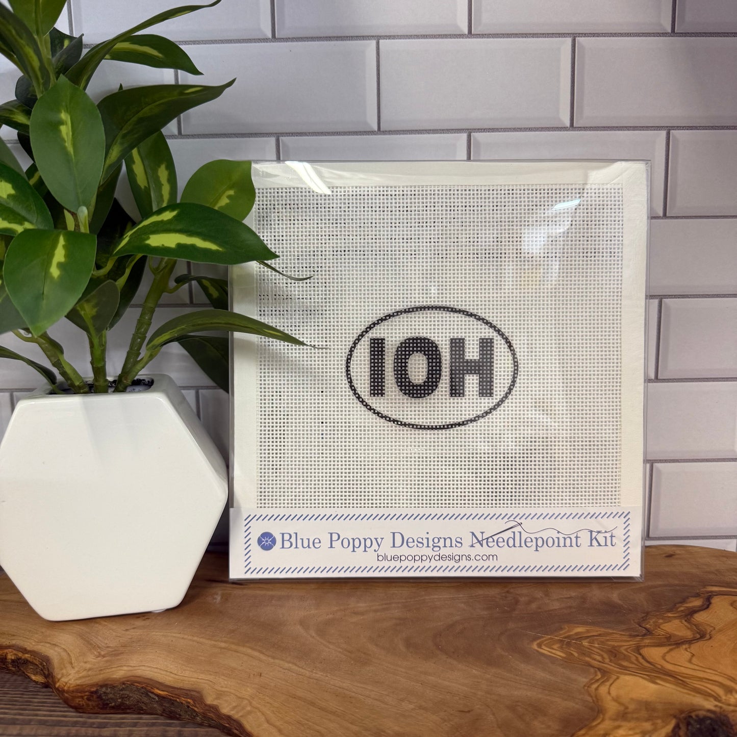 Travel Code Needlepoint Kit Blue Poppy Designs