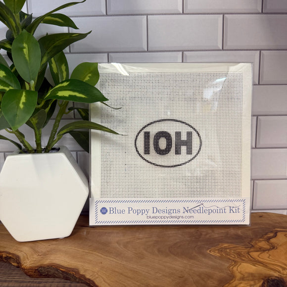 Travel Code Needlepoint Kit Blue Poppy Designs