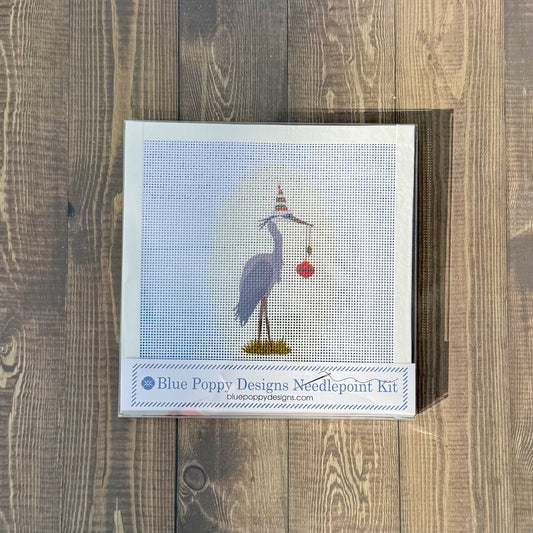 Christmas Heron Needlepoint Kit Blue Poppy Designs