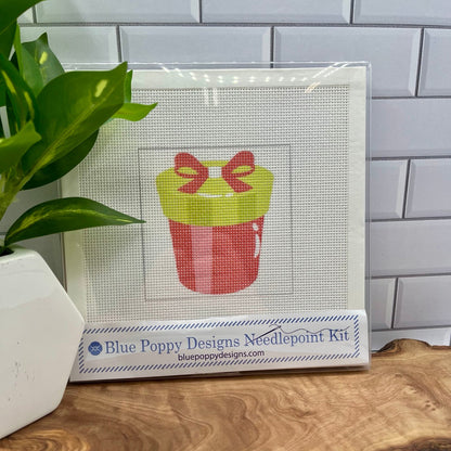 Christmas Hat Box Needlepoint Kit needlepoint Blue Poppy Designs