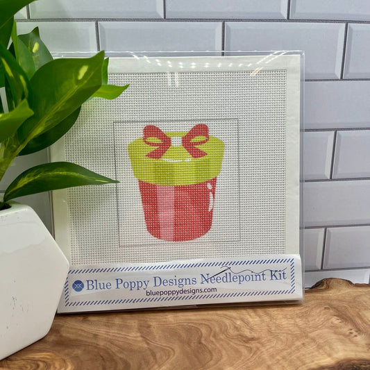 Christmas Hat Box Needlepoint Design Needlepoint Kit Blue Poppy Designs