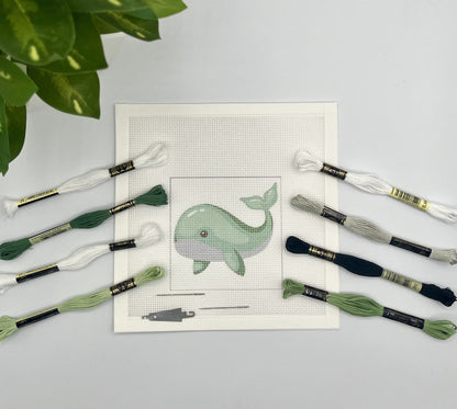 Green Whale Needlepoint Kit needlepoint Blue Poppy Designs