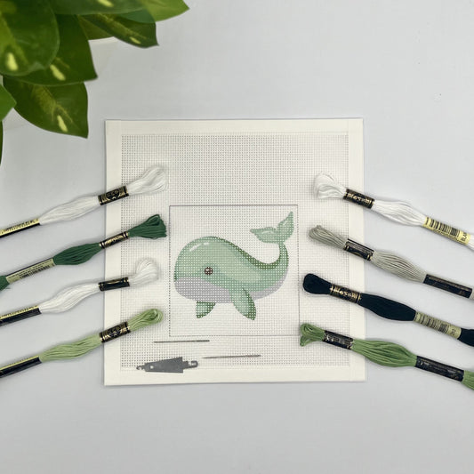 Green Whale Needlepoint Kit needlepoint Blue Poppy Designs