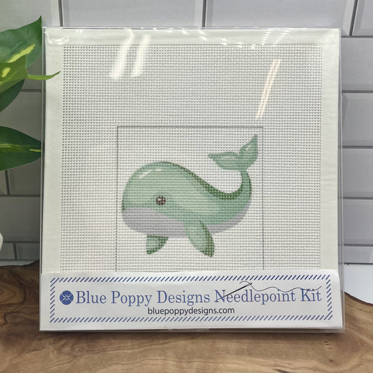Green Whale Needlepoint Design Needlepoint Kit Blue Poppy Designs