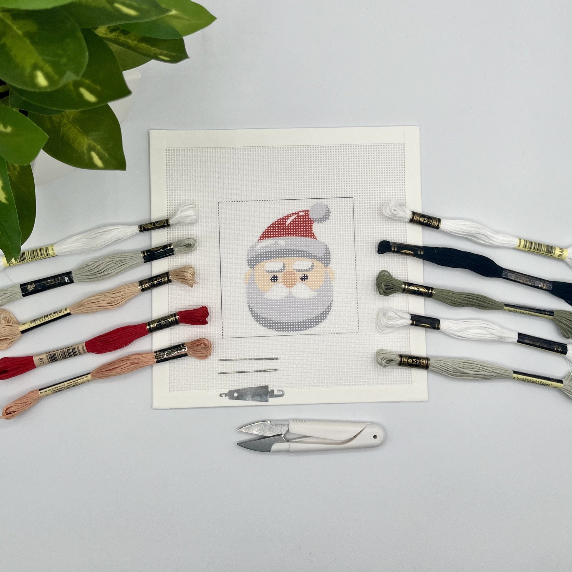 Santa Head Needlepoint Kit needlepoint Blue Poppy Designs