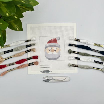 Santa Head Needlepoint Kit needlepoint Blue Poppy Designs