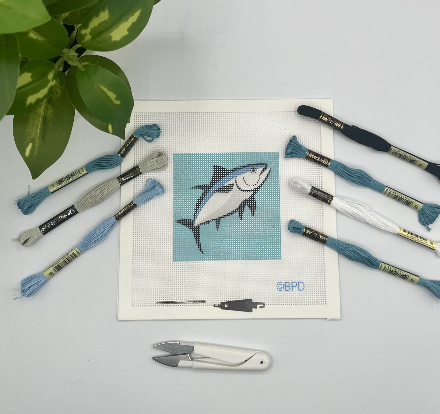 Tuna Needlepoint Kit (4x4) needlepoint Blue Poppy Designs