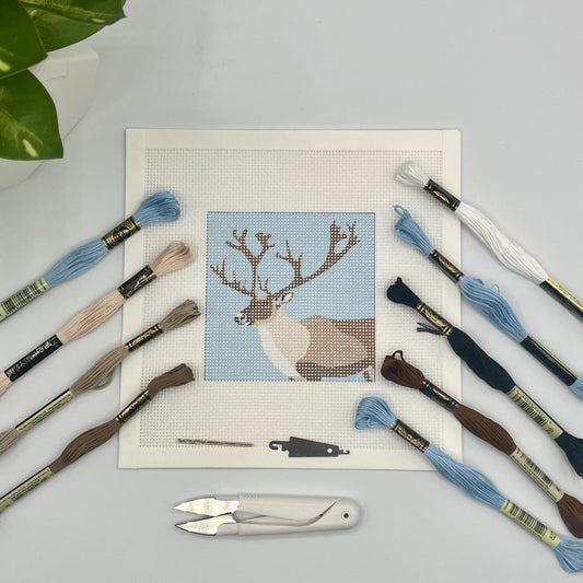 Reindeer Needlepoint Kit (Christmas Collection) needlepoint Blue Poppy Designs