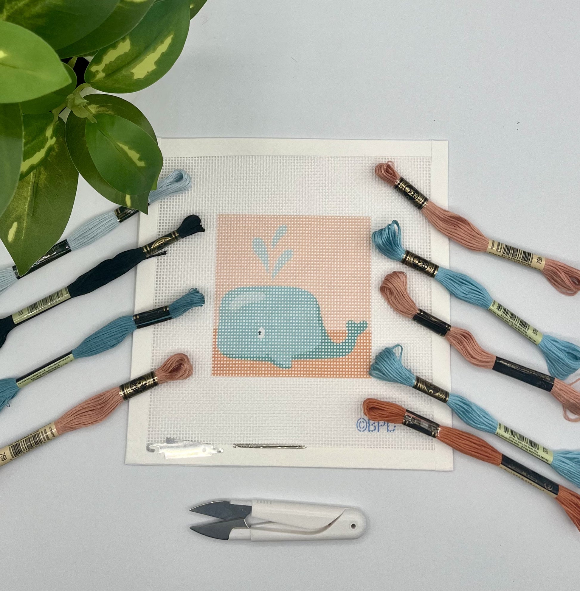 Turquoise Whale Needlepoint Kit needlepoint Blue Poppy Designs