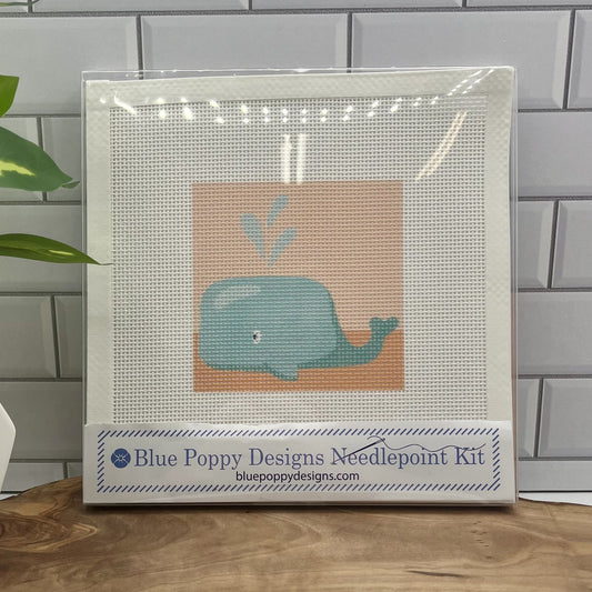 Turquoise Whale Needlepoint Design Needlepoint Kit Blue Poppy Designs