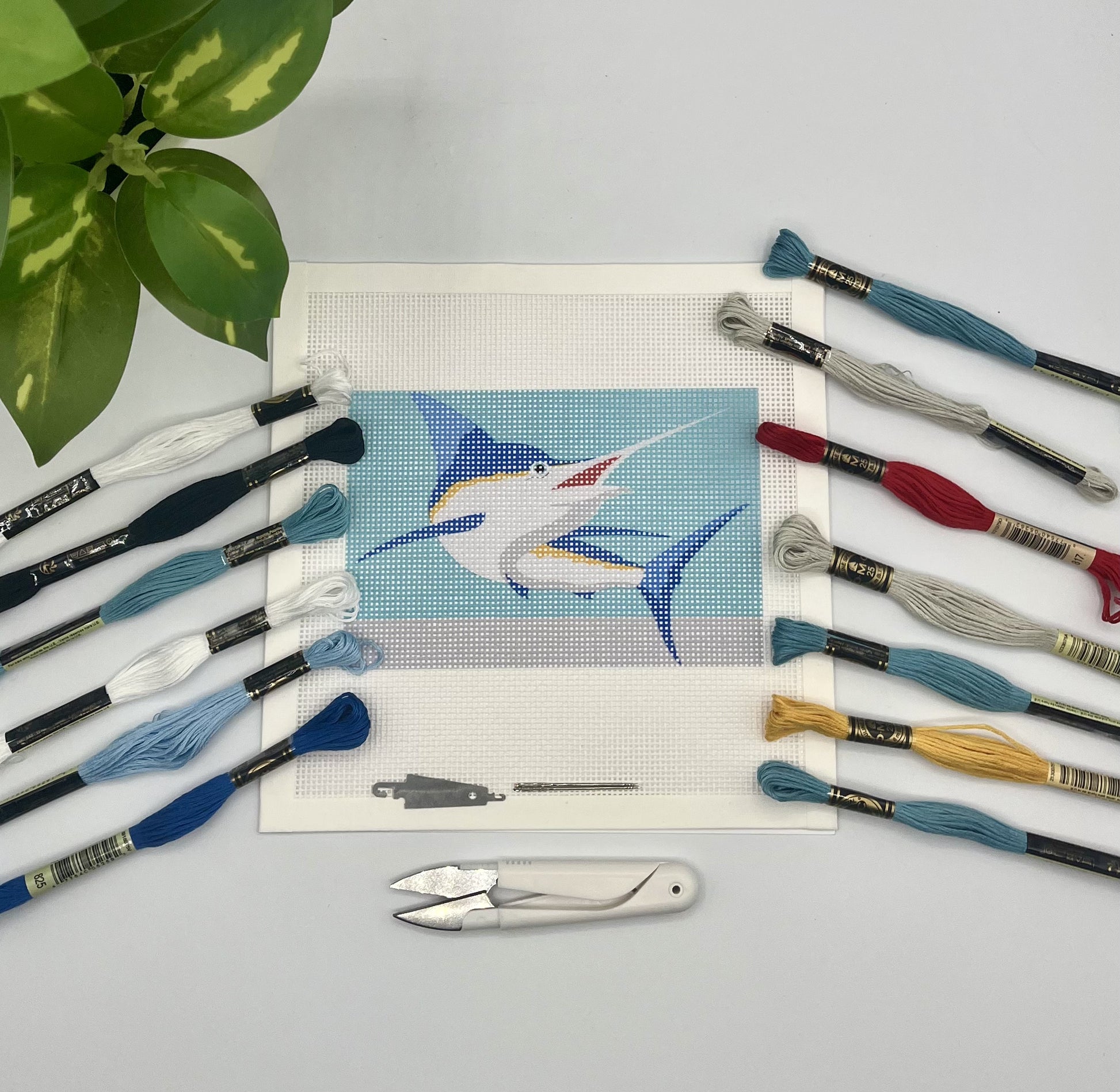 Blue Marlin Needlepoint Kit needlepoint Blue Poppy Designs