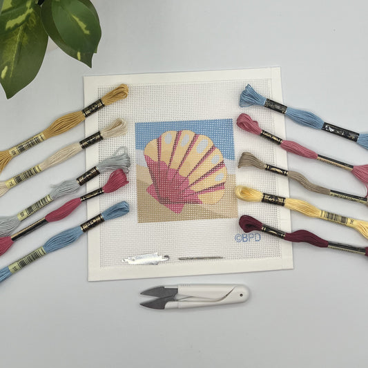 Scallop on the Beach Needlepoint kit needlepoint Blue Poppy Designs