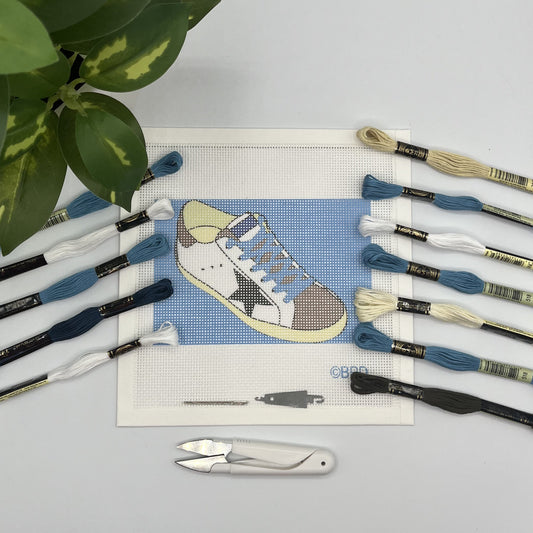 Golden Goose shoes (Two) Needlepoint kit needlepoint Blue Poppy Designs