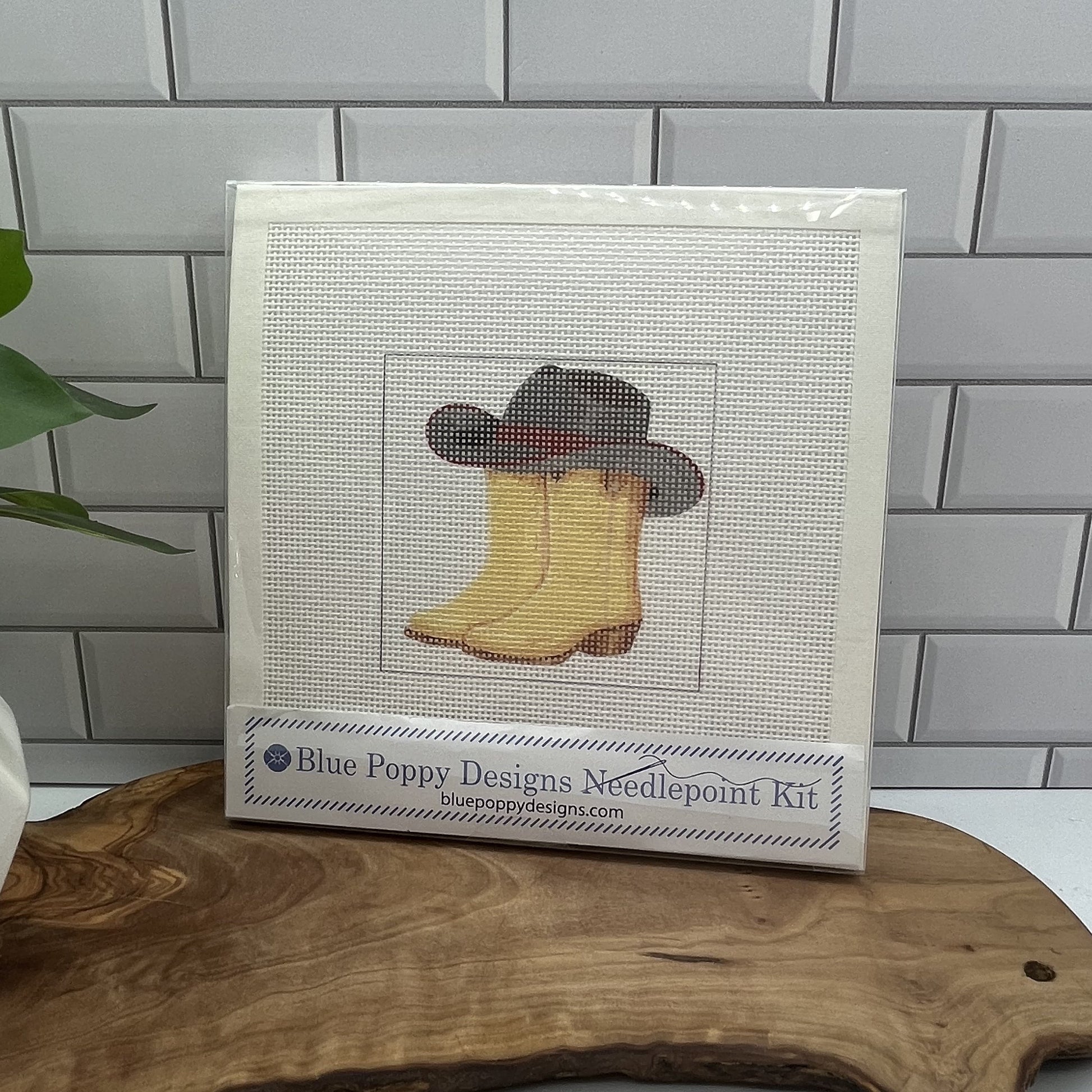 Cowboy Boots and Hat Needlepoint kit needlepoint Blue Poppy Designs