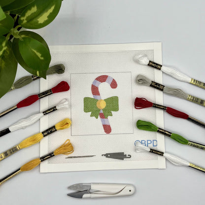 Candy Cane with Green Bow Needlepoint Kit