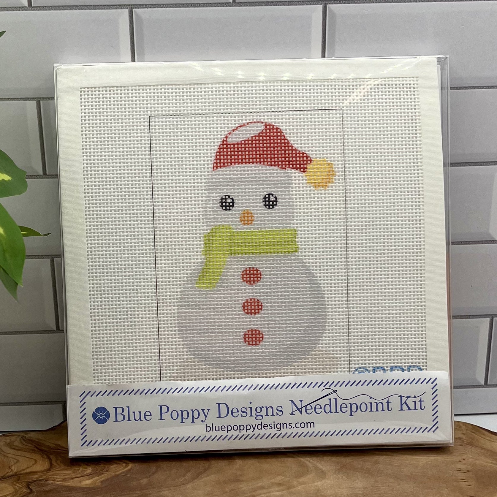 Snowman with Red Hat Needlepoint Kit needlepoint Blue Poppy Designs