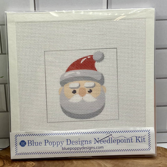 Santa Head Needlepoint Design Needlepoint Kit Blue Poppy Designs