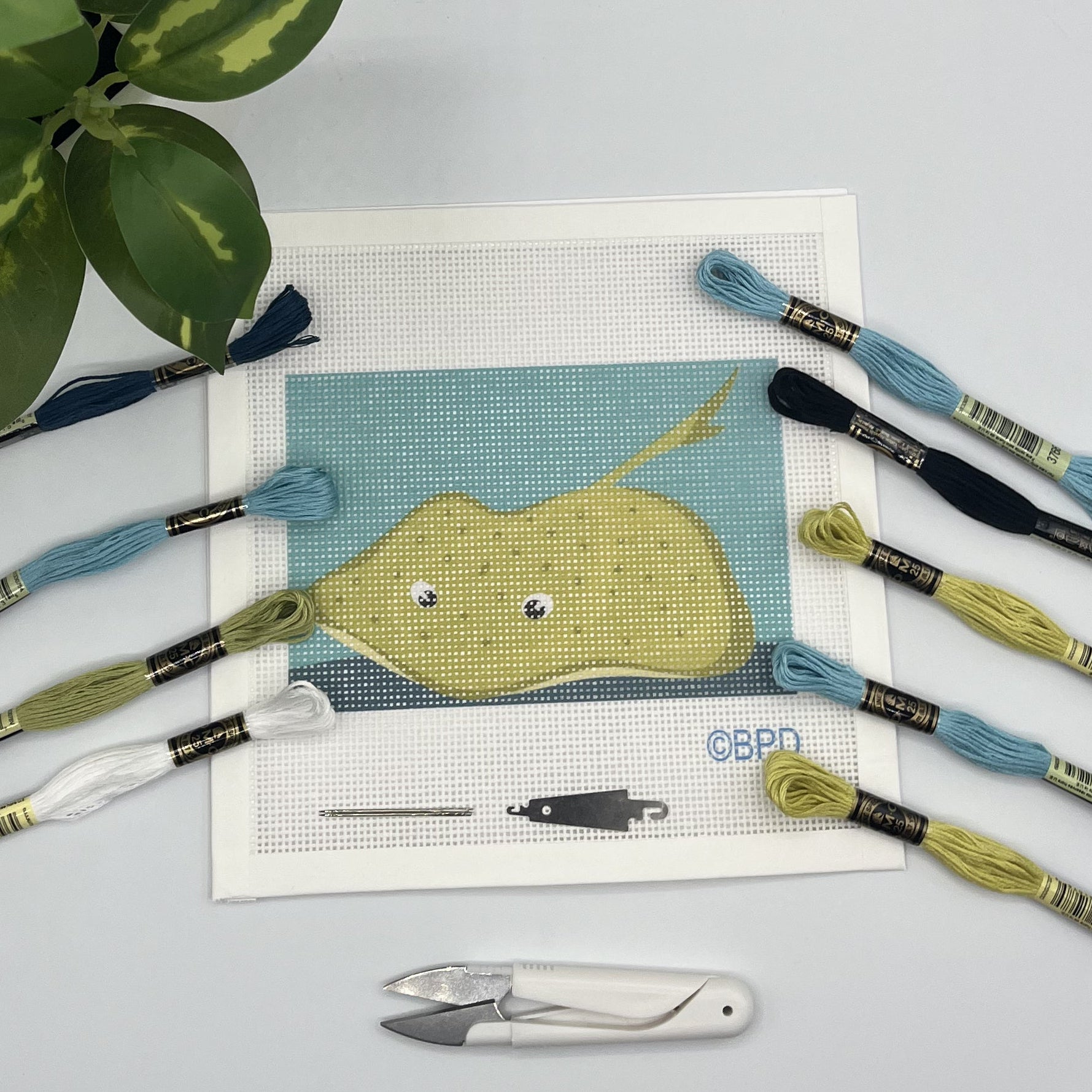 Spotted Stingray One Needlepoint Kit needlepoint Blue Poppy Designs