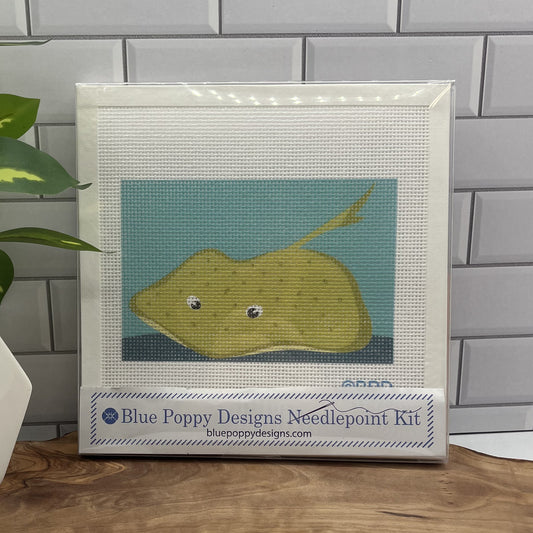 Spotted Stingray One Needlepoint Design Needlepoint Kit Blue Poppy Designs