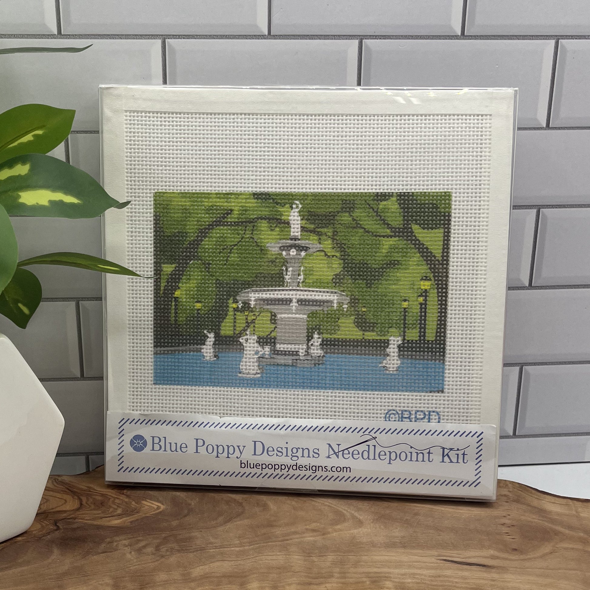 Forsyth Park Savannah Georgia Fountain Needlepoint Kit needlepoint Blue Poppy Designs