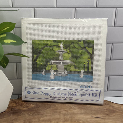 Forsyth Park Savannah Georgia Fountain Needlepoint Kit needlepoint Blue Poppy Designs
