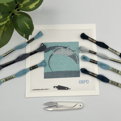 Manta Ray Needlepoint Kit needlepoint Blue Poppy Designs