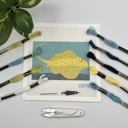 Spotted Stingray Two Needlepoint Kit needlepoint Blue Poppy Designs