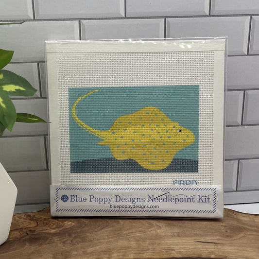 Spotted Stingray Two Needlepoint Design Needlepoint Kit Blue Poppy Designs