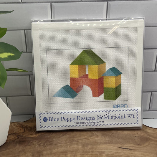 Kid's Building Blocks Needlepoint Design Needlepoint Kit Blue Poppy Designs