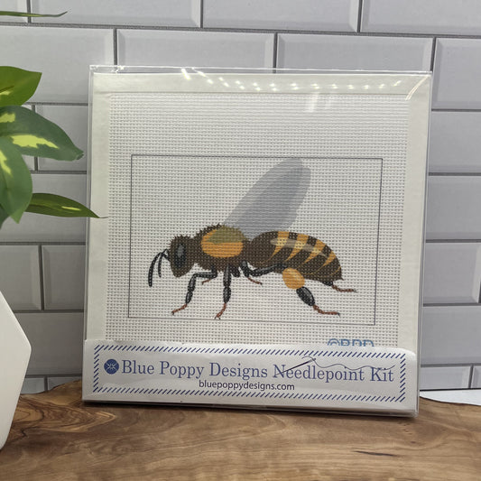 Bee Number Two Needlepoint Design Needlepoint Kit Blue Poppy Designs