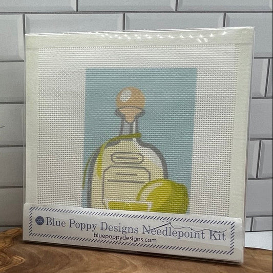 Tequila Bottle Needlepoint Design (with limes) Needlepoint Kit Blue Poppy Designs