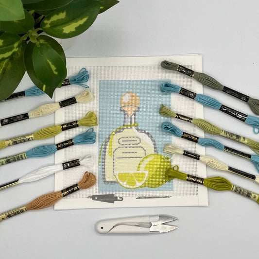 Bottle Needlepoint Kit (with limes) needlepoint Blue Poppy Designs