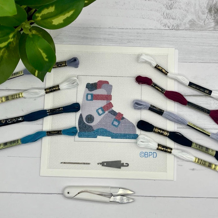 Snowboard Boots Needlepoint Kit needlepoint Blue Poppy Designs