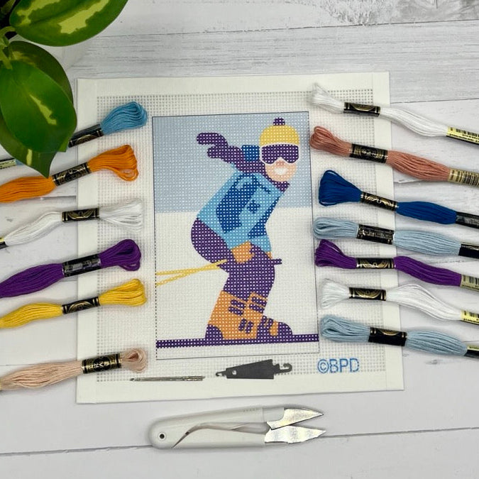 Snow Skier Four Needlepoint Kit needlepoint Blue Poppy Designs