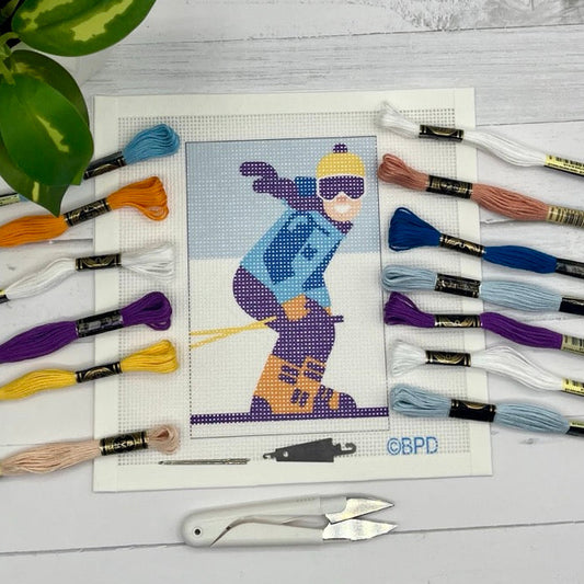 Snow Skier Four Needlepoint Kit needlepoint Blue Poppy Designs