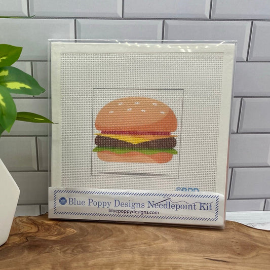 Cheeseburger Needlepoint Design Needlepoint Kit Blue Poppy Designs
