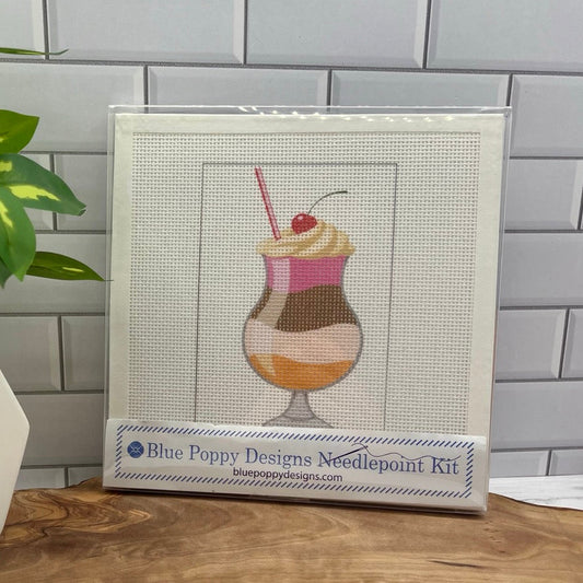 Milkshake Needlepoint Design Needlepoint Kit Blue Poppy Designs