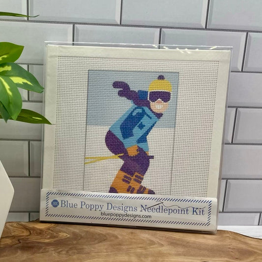Snow Skier Four Needlepoint Design Needlepoint Kit Blue Poppy Designs