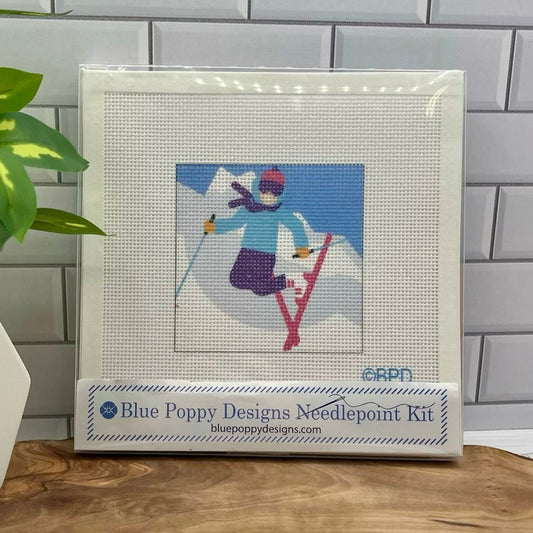 Snow Skier Five Needlepoint Design Needlepoint Kit Blue Poppy Designs